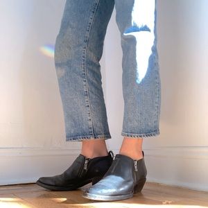 Frye Sacha Moto Shortie Boot Double Zip Black Leather - Frye Booties